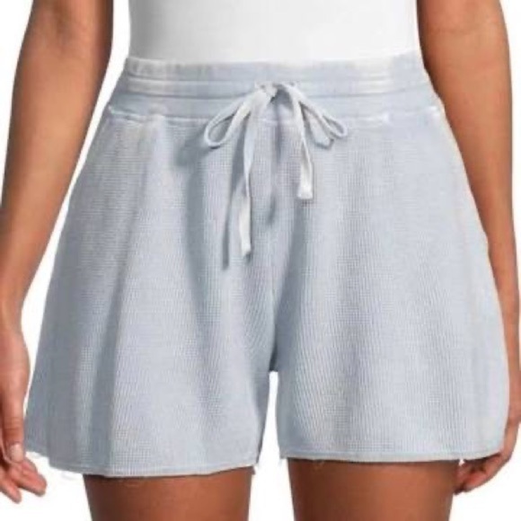 Splendid shorts tie waist thermal waffle mineral wash raw hem blue size XS - Picture 1 of 12
